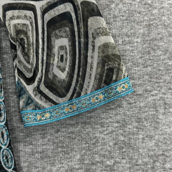 Anac By Kimi Graphic Printed Mesh Top Size XL Boho Art to Wear - Picture 3 of 7